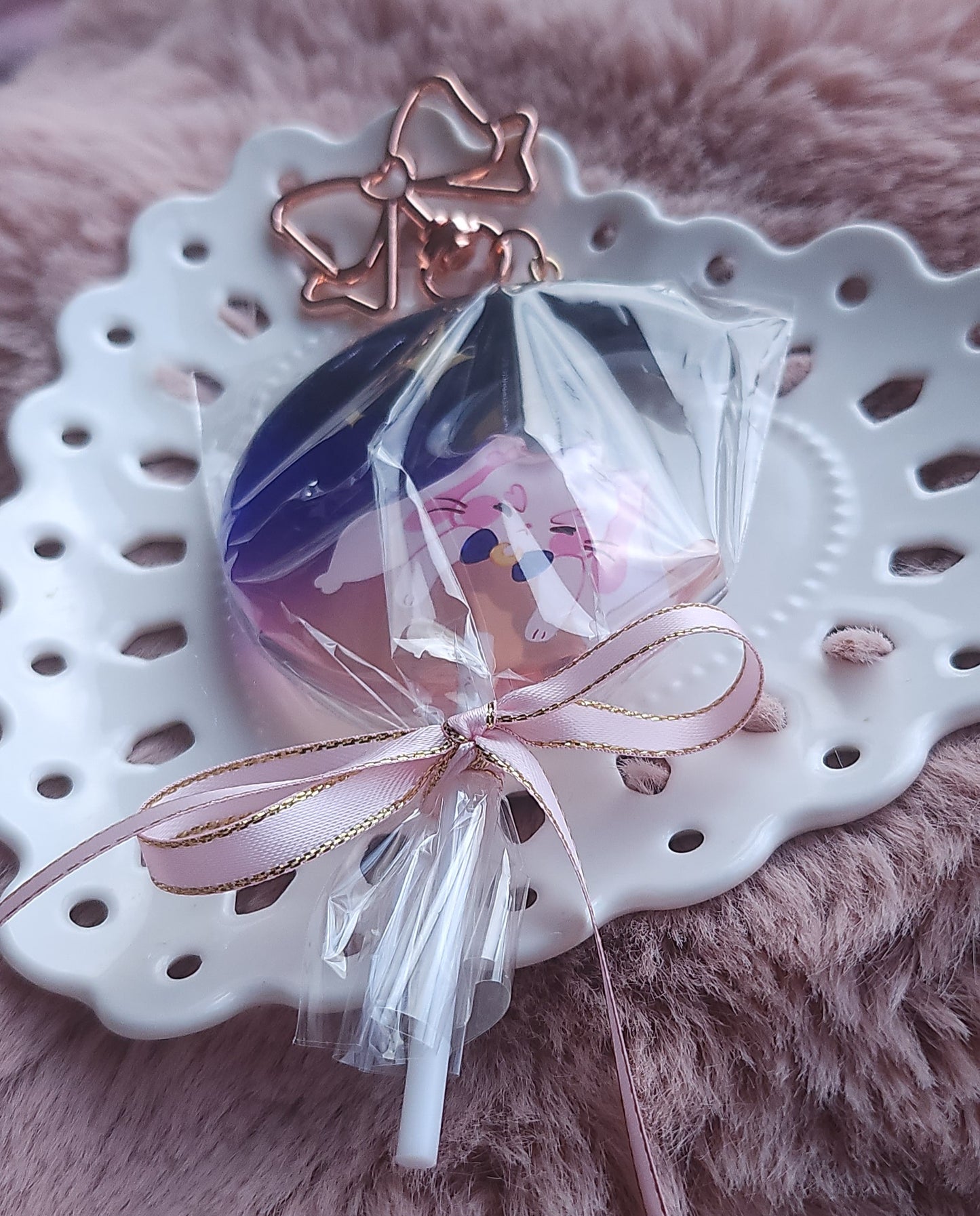 Moon Bun Lollipop Keychain