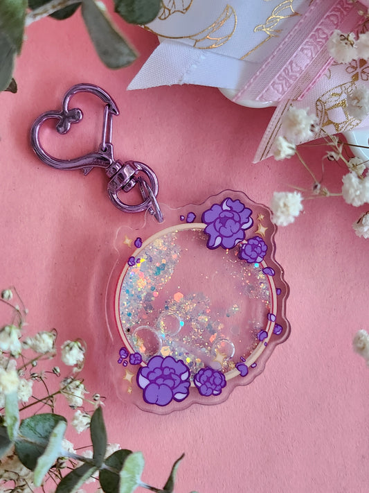 Purple Peony Shaker Keychain