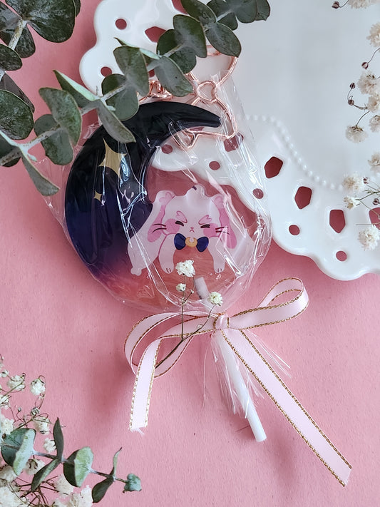Moon Bun Lollipop Keychain